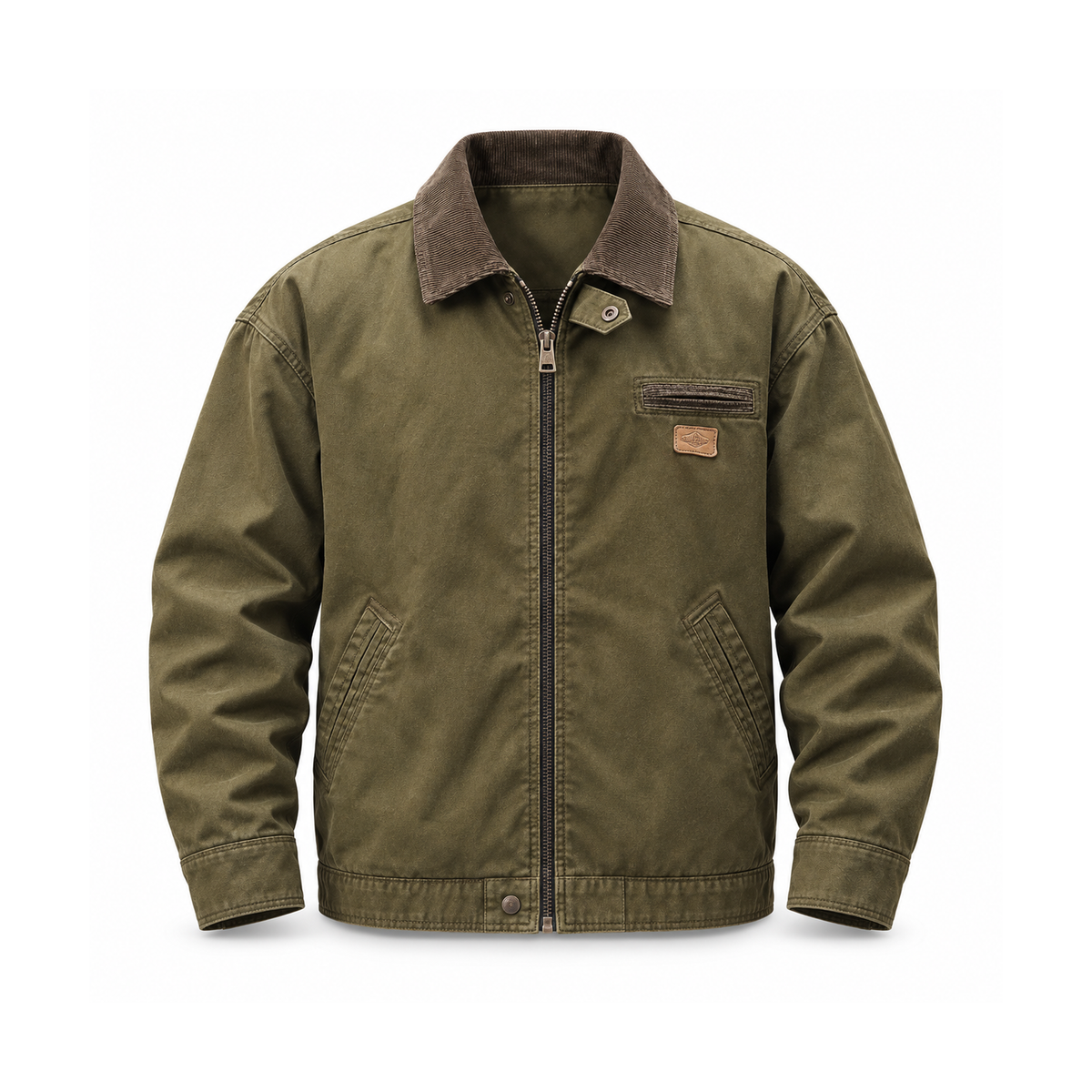 Men’s Mercer Cotton Canvas Jacket - Army Green front view