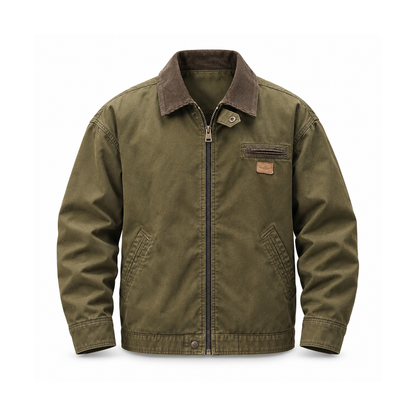 Men’s Mercer Cotton Canvas Jacket - Army Green front view