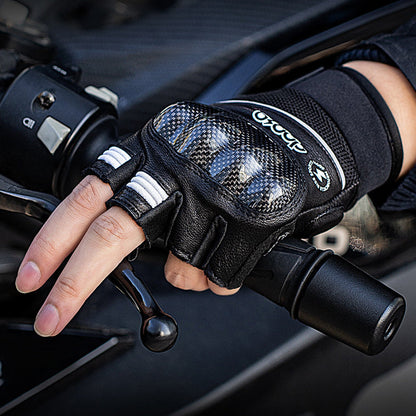 Summer Carbon Fiber Motorcycle Fingerless Gloves