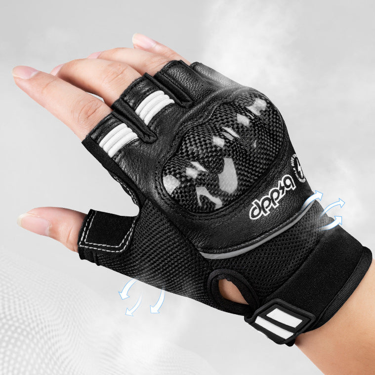 Summer Carbon Fiber Motorcycle Fingerless Gloves