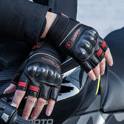 Summer Carbon Fiber Motorcycle Fingerless Gloves