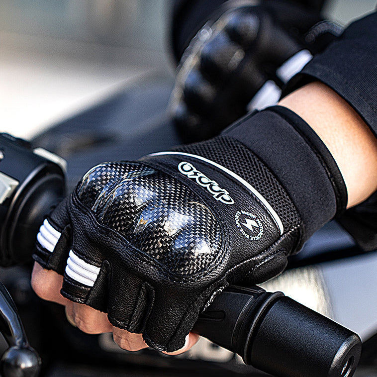 Summer Carbon Fiber Motorcycle Fingerless Gloves