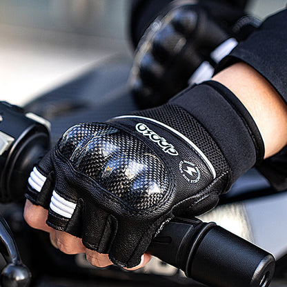 Summer Carbon Fiber Motorcycle Fingerless Gloves