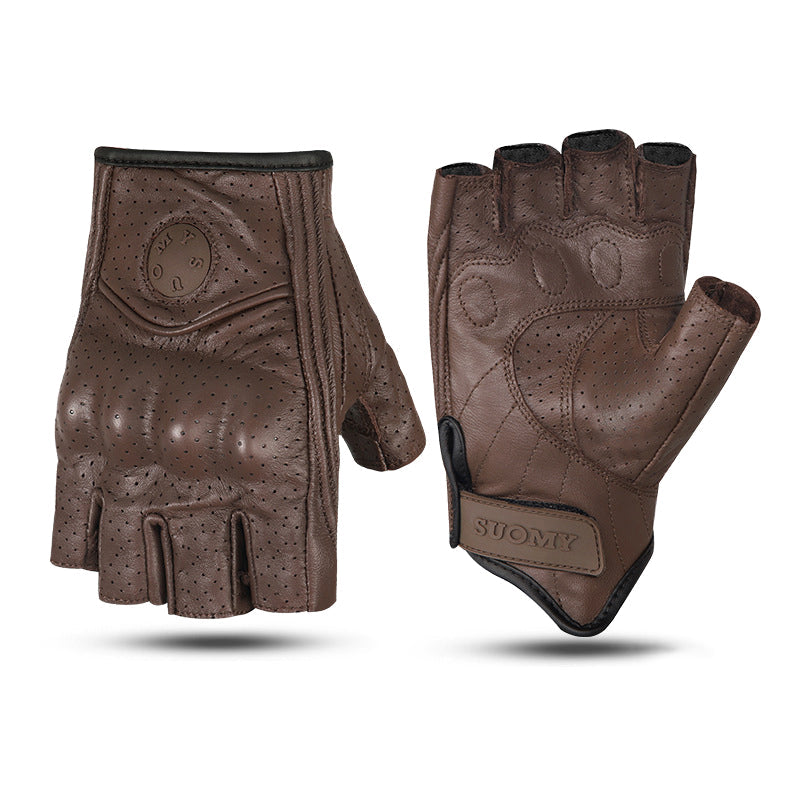 Summer Genuine Leather Fingerless Gloves