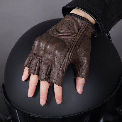 Summer Genuine Leather Fingerless Gloves