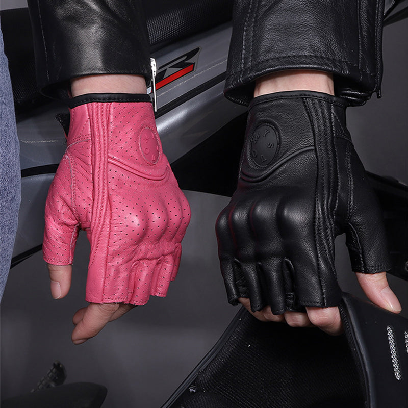 Summer Genuine Leather Fingerless Gloves