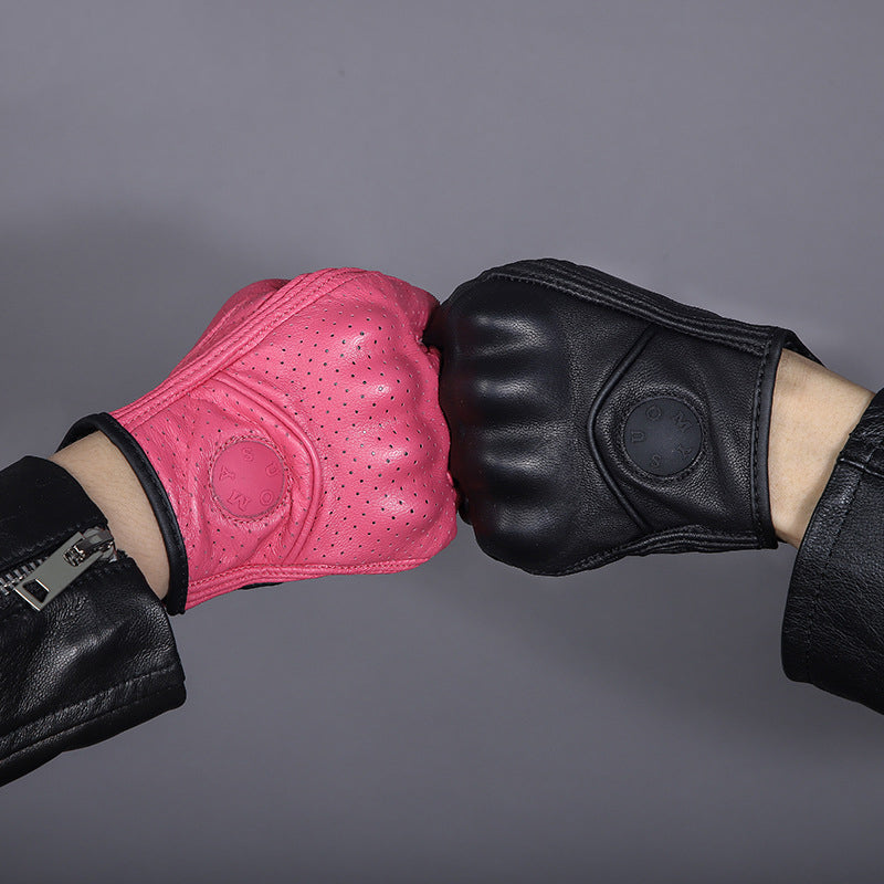 Summer Genuine Leather Fingerless Gloves