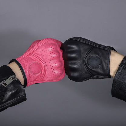 Summer Genuine Leather Fingerless Gloves