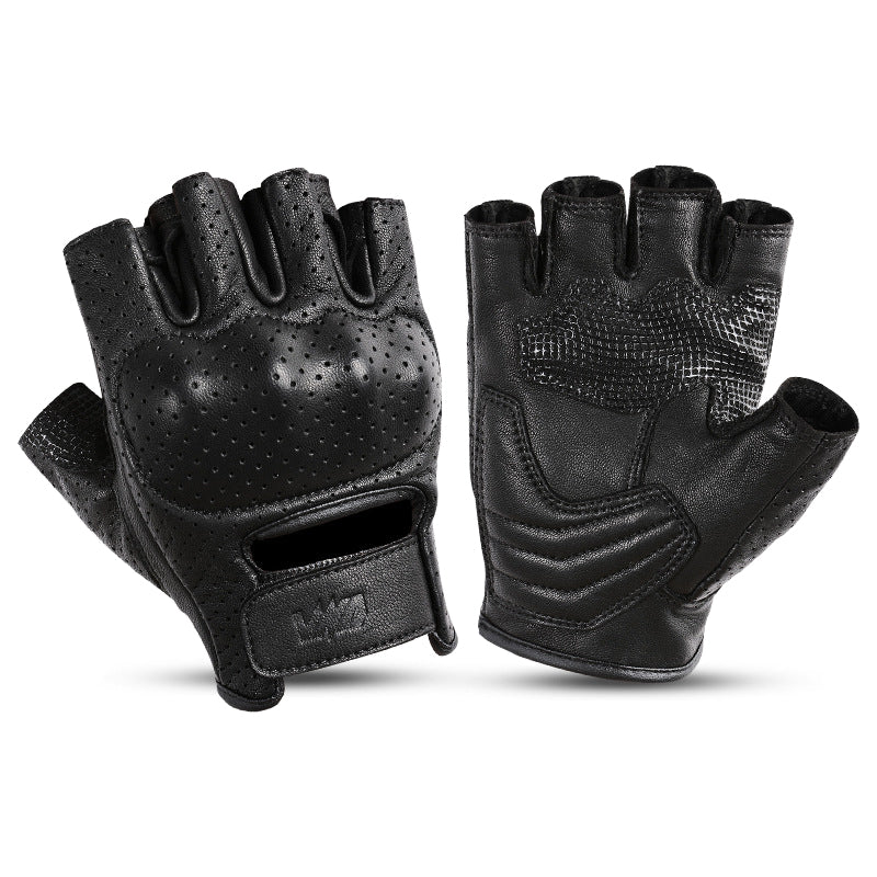 Summer Meshed Genuine Leather Fingerless Gloves