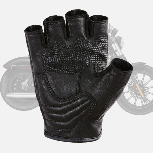 Summer Meshed Genuine Leather Fingerless Gloves