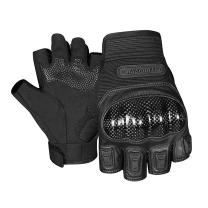 Carbon Fiber Leather Protective Fingerless Gloves