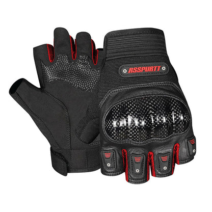 Carbon Fiber Leather Protective Fingerless Gloves