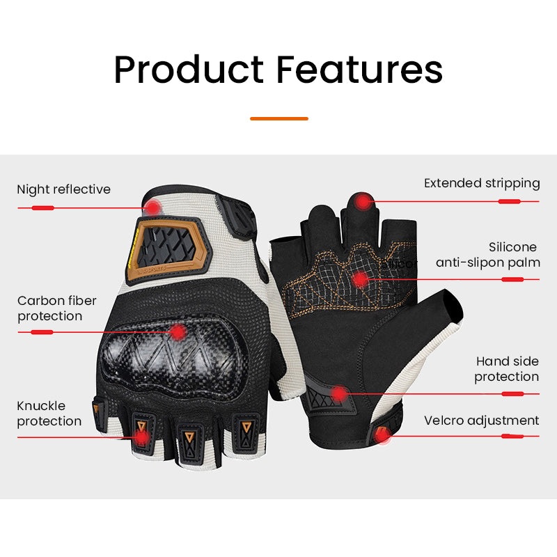 Motorcycle Carbon Fiber Fingerless Gloves