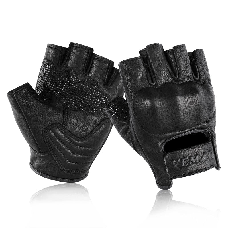 Anti-Fall Cushioning Leather Fingerless Gloves