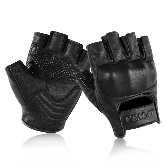 Anti-Fall Cushioning Leather Fingerless Gloves