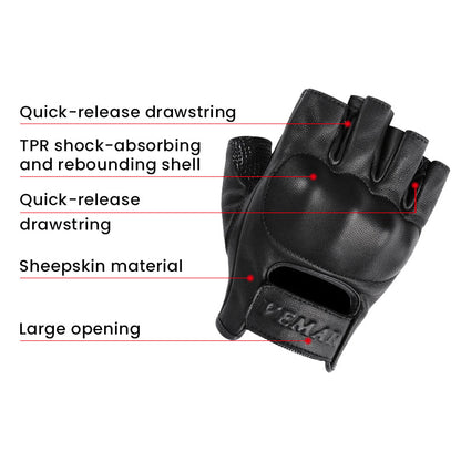 Anti-Fall Cushioning Leather Fingerless Gloves