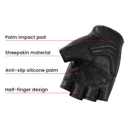 Anti-Fall Cushioning Leather Fingerless Gloves