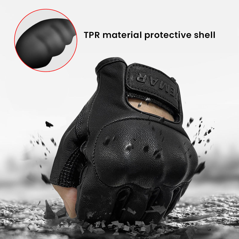 Anti-Fall Cushioning Leather Fingerless Gloves