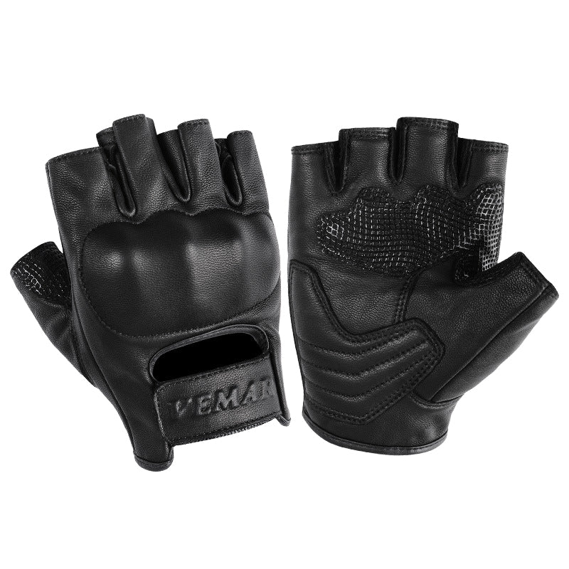 Anti-Fall Cushioning Leather Fingerless Gloves