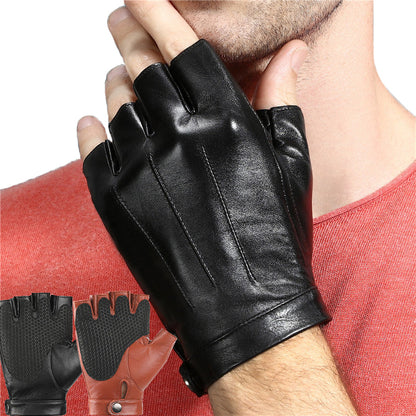 Riding Fitness Leather Fingerless Gloves