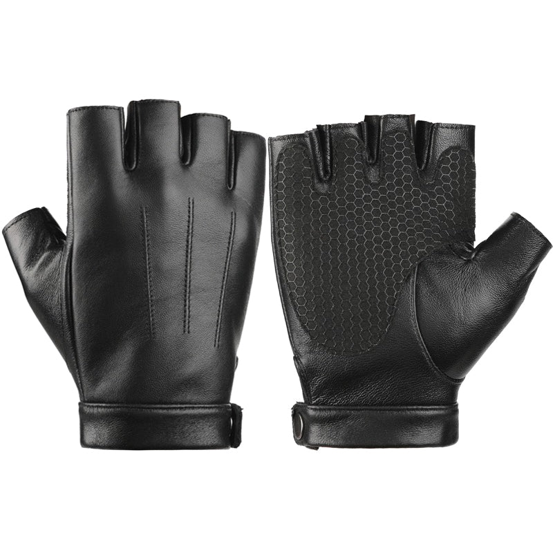 Riding Fitness Leather Fingerless Gloves