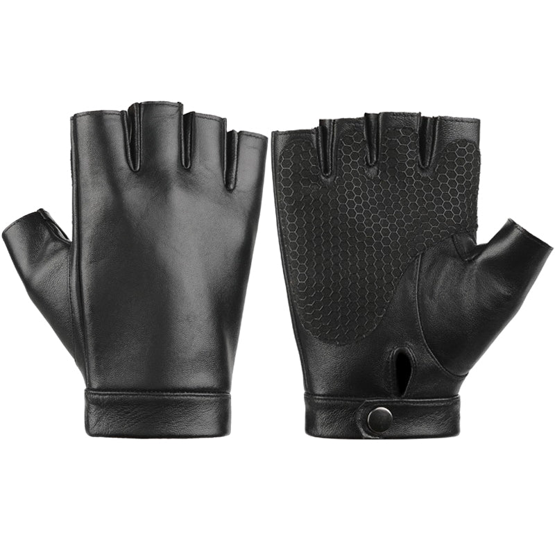 Riding Fitness Leather Fingerless Gloves