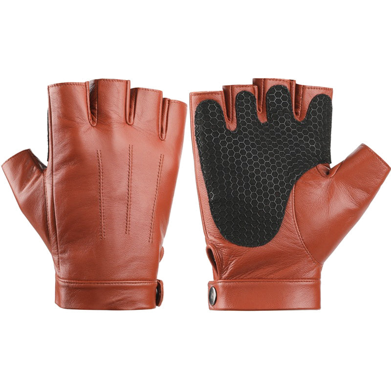 Riding Fitness Leather Fingerless Gloves