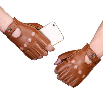 Fingerless Cool Leather Hole Gloves