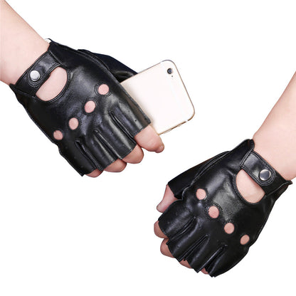 Fingerless Cool Leather Hole Gloves