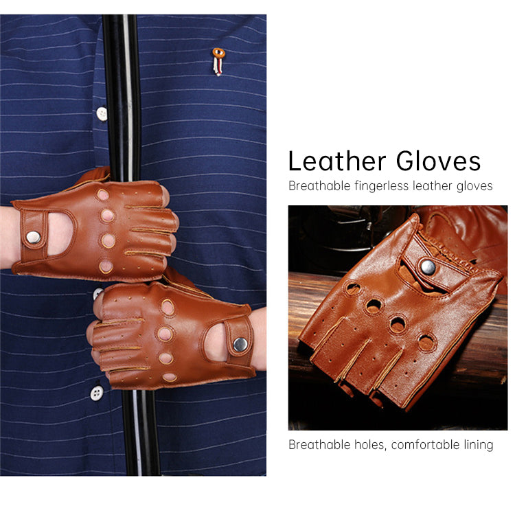 Fingerless Cool Leather Hole Gloves