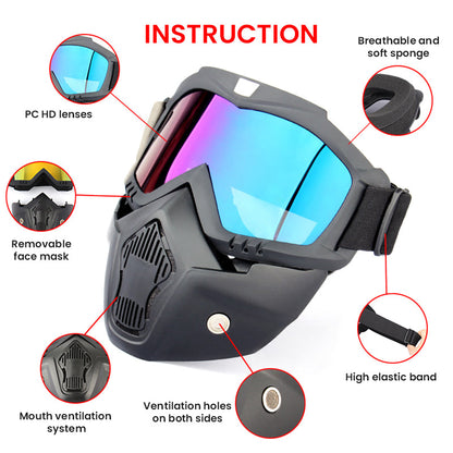 Multicolor Motorcycle Goggles Face Shield
