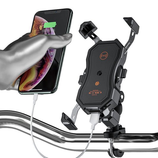Motorcycle Phone Mount with Wireless and USB Charging