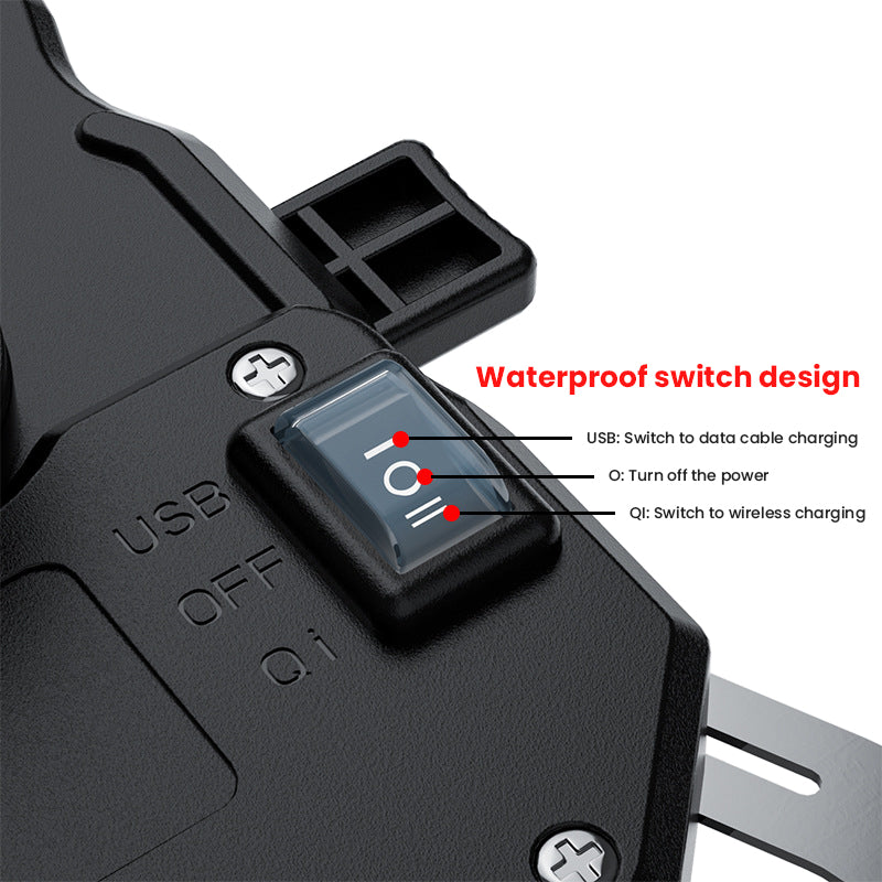 Motorcycle Phone Mount with Wireless and USB Charging
