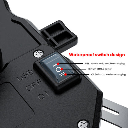 Motorcycle Phone Mount with Wireless and USB Charging