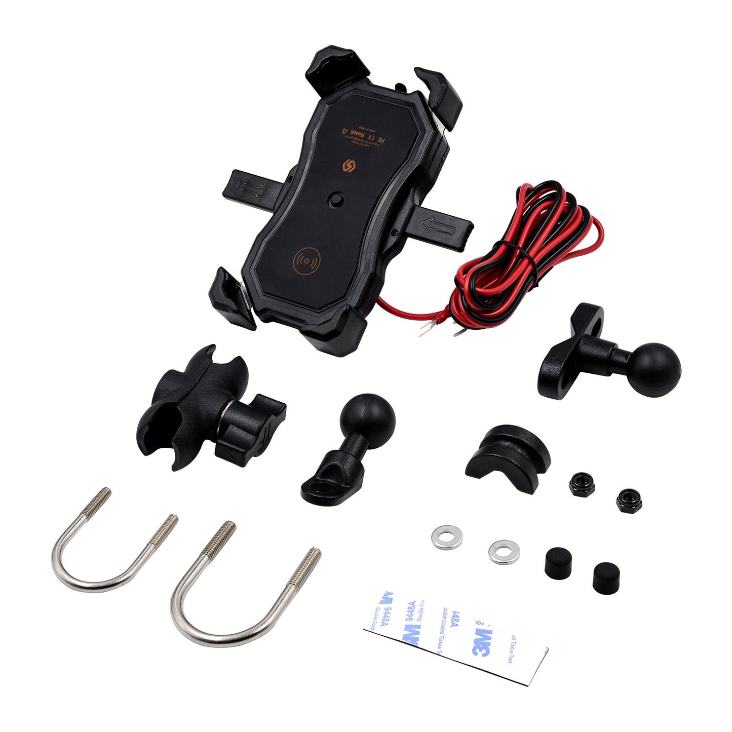 Motorcycle Phone Mount with Wireless and USB Charging