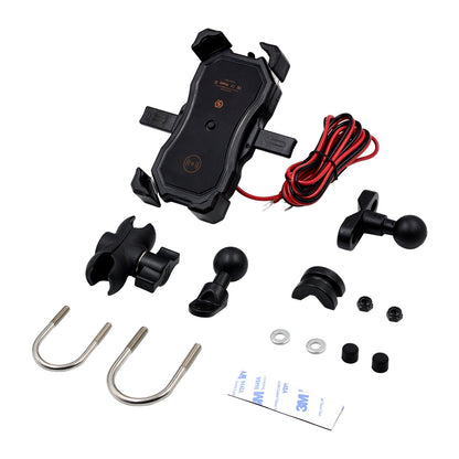 Motorcycle Phone Mount with Wireless and USB Charging