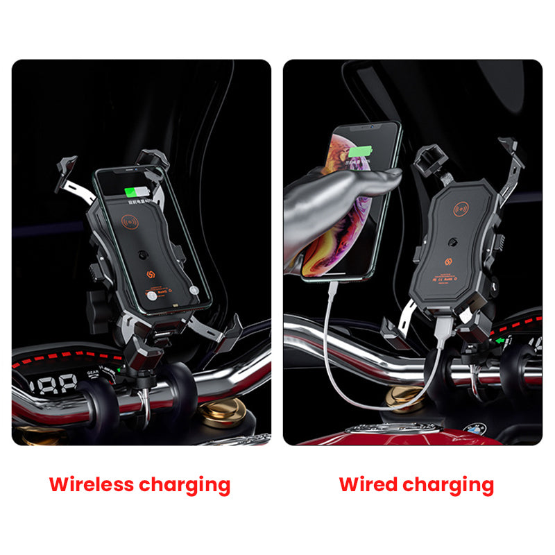 Motorcycle Phone Mount with Wireless and USB Charging