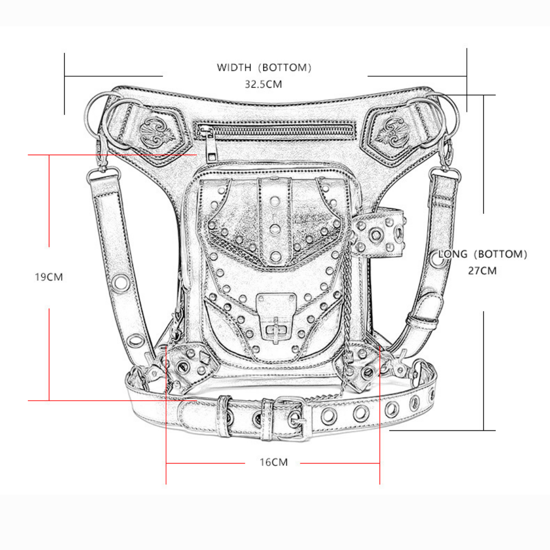 Steampunk Motorcycle Bag Retro Gothic Waist Bag