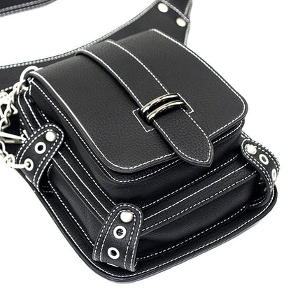 Retro Black Motorcycle Waist Bag