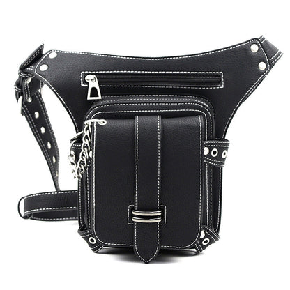 Retro Black Motorcycle Waist Bag