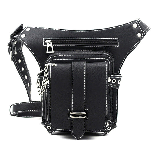 Retro Black Motorcycle Waist Bag