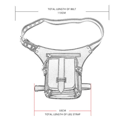 Retro Black Motorcycle Waist Bag