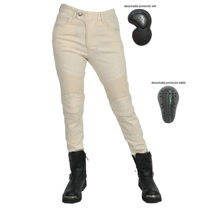 Women's Antique White Motorcycle Riding Pants