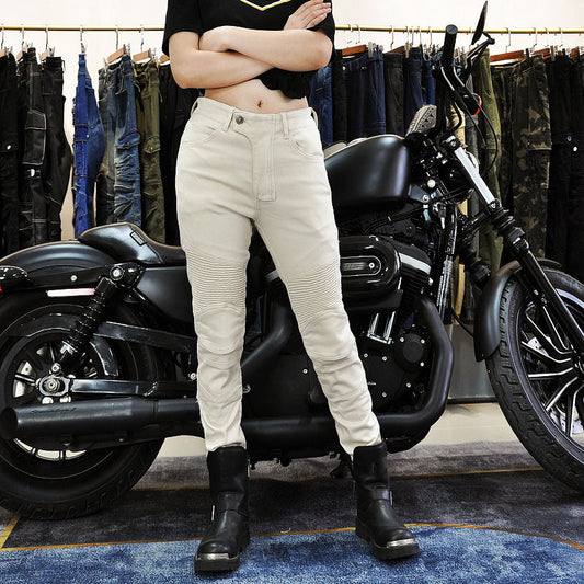 Women's Antique White Motorcycle Riding Pants