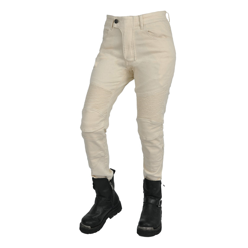 Women's Antique White Motorcycle Riding Pants