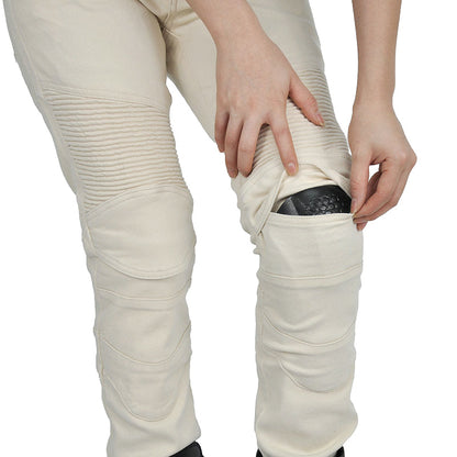 Women's Antique White Motorcycle Riding Pants