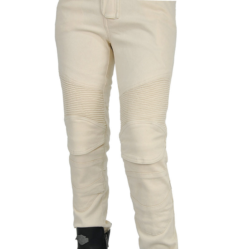 Women's Antique White Motorcycle Riding Pants