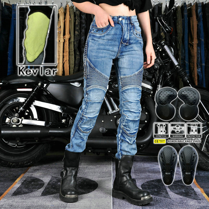 Women's Motorcycle Kevlar Tear-Resistant Denim Jeans