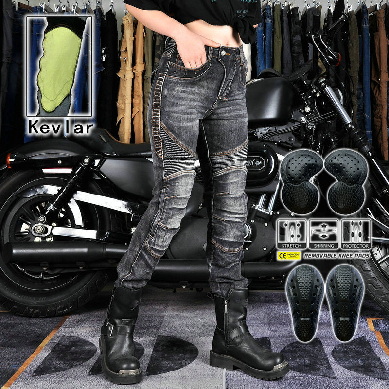 Women's Motorcycle Kevlar Tear-Resistant Denim Jeans