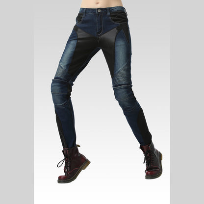 Women’s Summer Slim-Fit Motorcycle Mesh Jeans